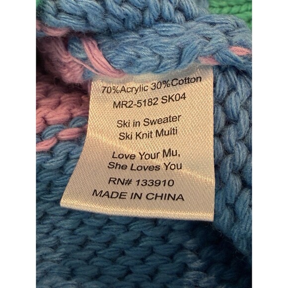 Show Me Your Mumu Oversized Knit Ski Sweater Women’s Sz L Pink Multi Heavyweight - Picture 8 of 13
